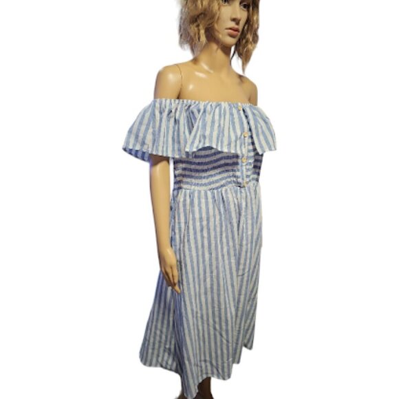 Striped off-the-shoulder dress - Picture 3 of 5